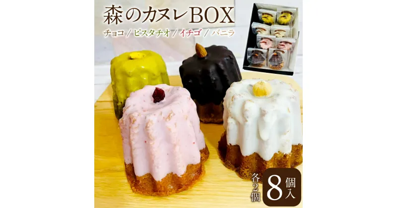 【ふるさと納税】森のカヌレBOX イスベルグ 1箱 8個入 4種 各2個 米粉 カヌレ ピスタチオ チョコ チョコレート イチゴ バニラ 黒糖 レーズン ニッケ 焼菓子 焼き菓子 お菓子 洋菓子 詰め合わせ セット ギフト 贈り物 贈答 国産 九州 大分県 冷凍 送料無料