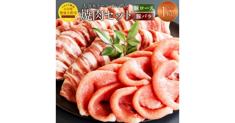 【ふるさと納税】大分県産 豚ロース 豚バラ 焼肉セット 計1kg（各500g）米の恵み 米ポーク ブランド豚 1キロ 焼肉 豚肉 国産 九州産 冷凍 大分県 豊後大野市 送料無料